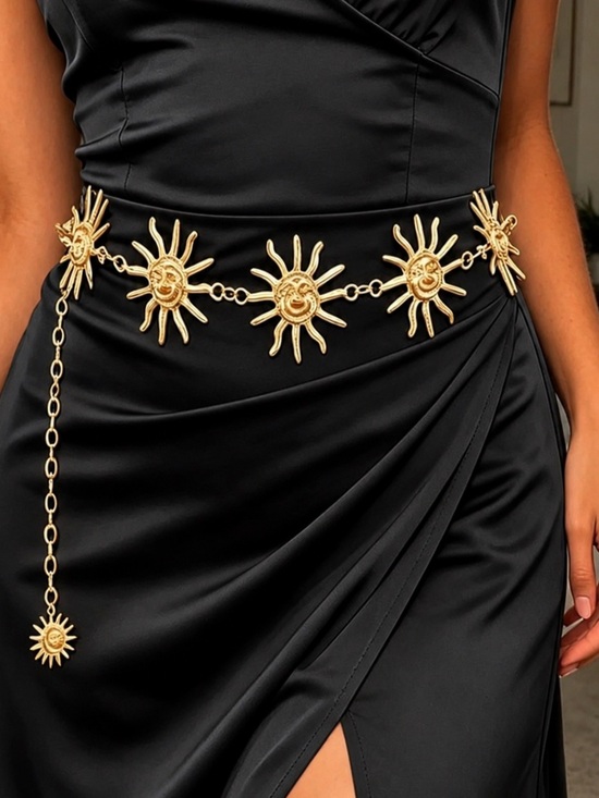 Accessories - Gold Sun Medallion Chain Belt